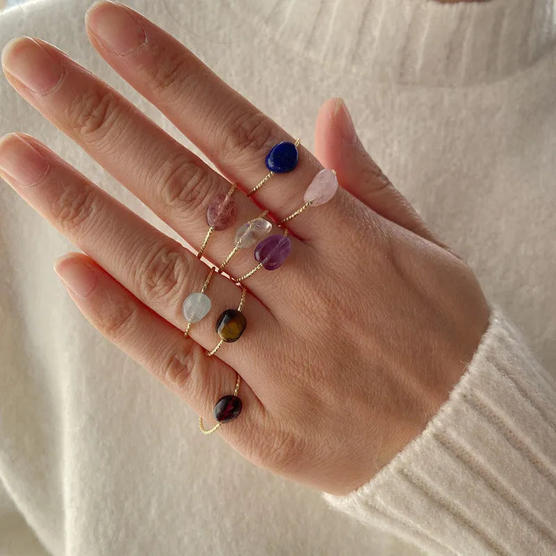 Women's geometric agate ring with coloured stone in original niche design