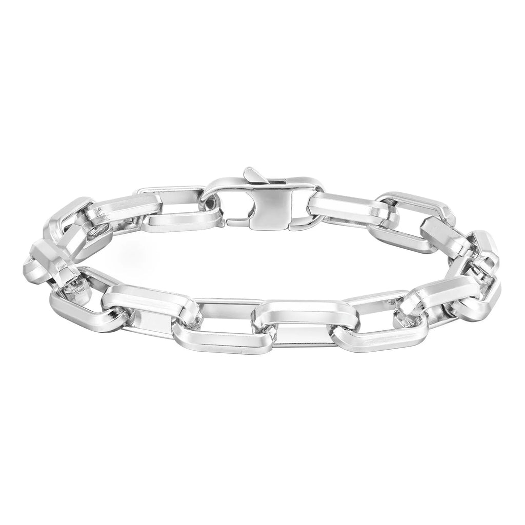 Men's stainless steel square chain bracelet in titanium steel with simple design