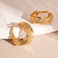Women's geometric stud earrings with twisted round design in gold and silver electroplated copper