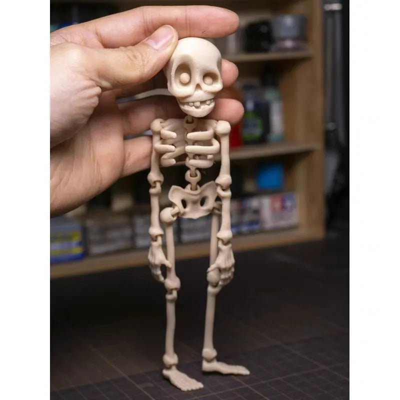 3D printed white skull Halloween ornament with modern art styling, 18cm tall
