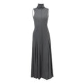 Women's grey cotton backless dress with half turtleneck and high waist