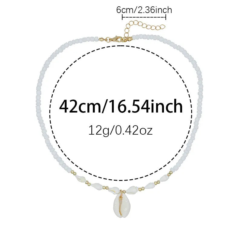 White women's necklace with a natural mother-of-pearl shell pendant on a regular chain.