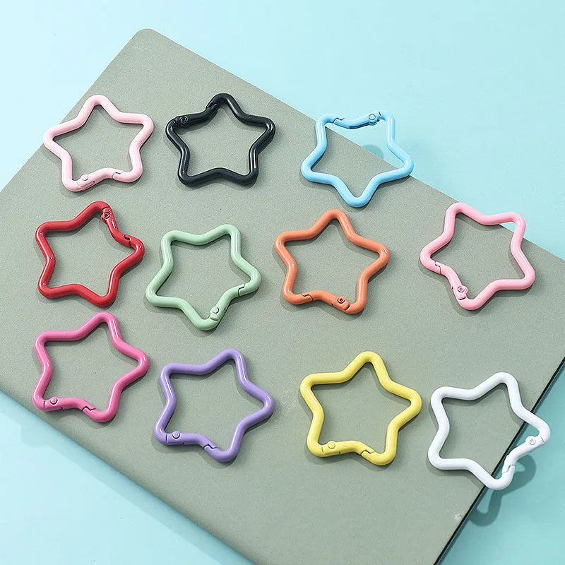 Zinc alloy five-pointed star keychain in multiple colour options