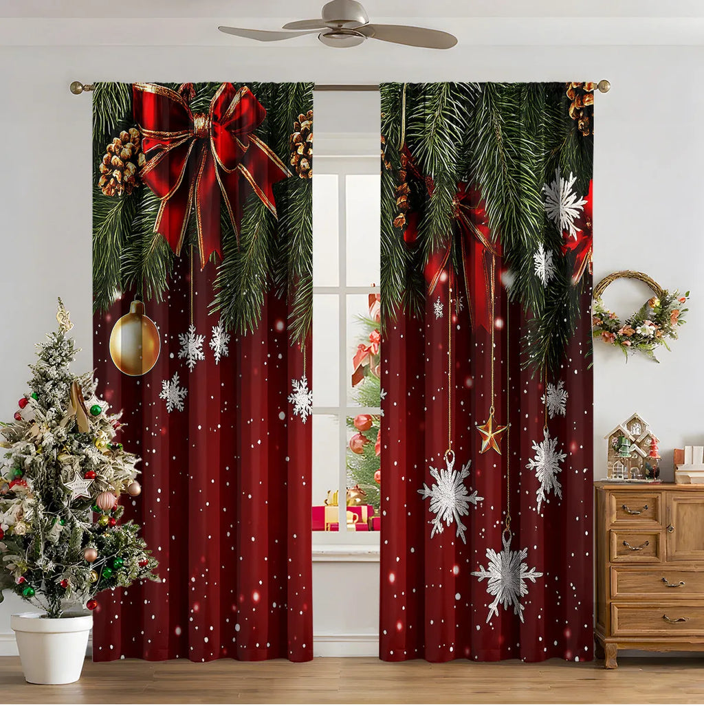 3D digitally printed Christmas curtains with modern pattern in polyester fabric