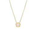 White mother of pearl shell flower necklace with copper O-chain in gold or silver finish