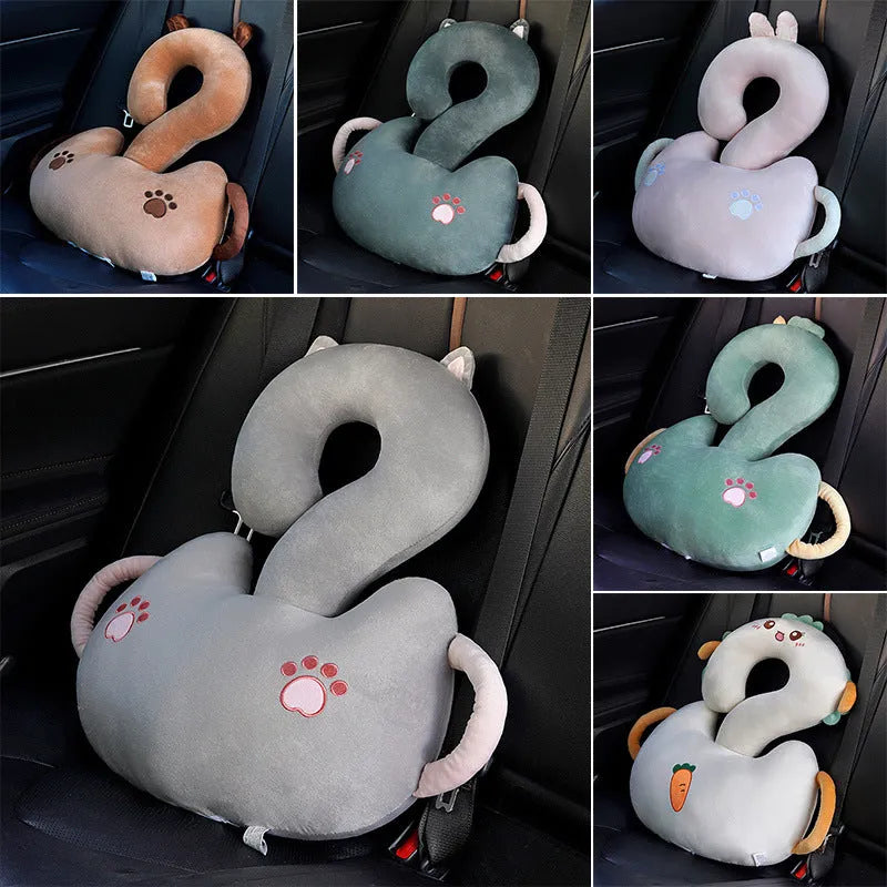 Square cartoon animal hug cushion pillow with question mark design, shown in a light cat colour variant.