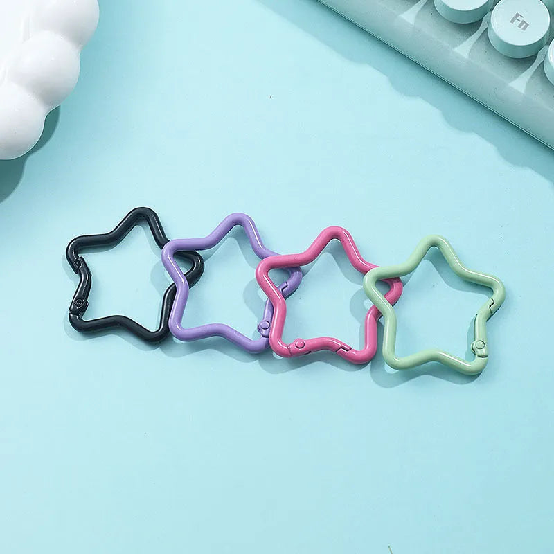 Zinc alloy five-pointed star keychain in multiple colour options