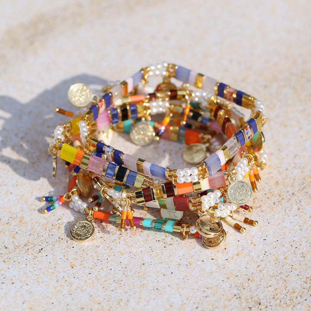 Women's imitation pearl and glass beaded bracelet in European and American style