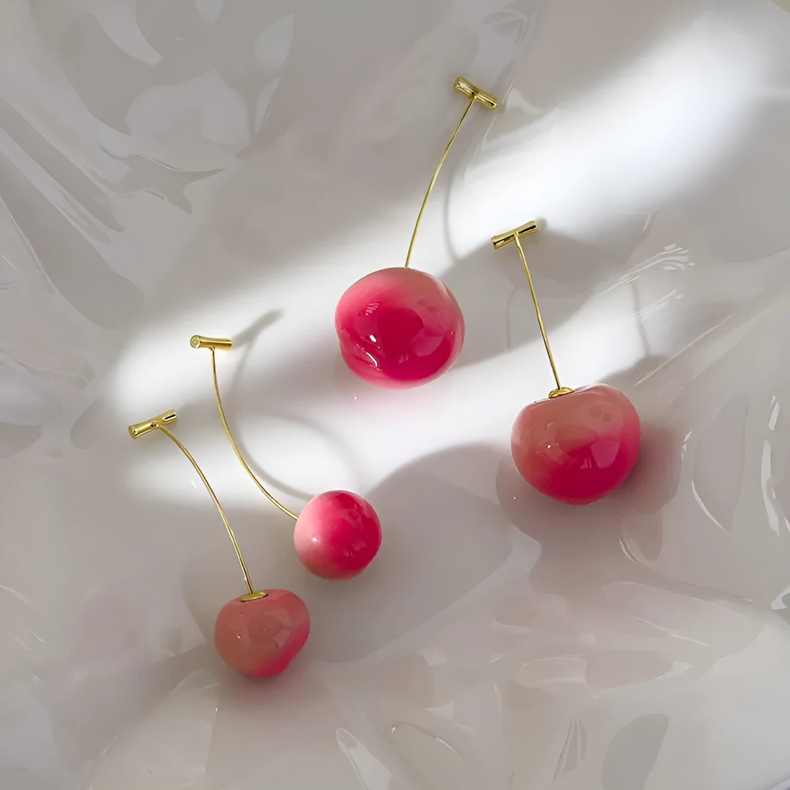 Acrylic peach fruit earrings with copper posts in small and large size options