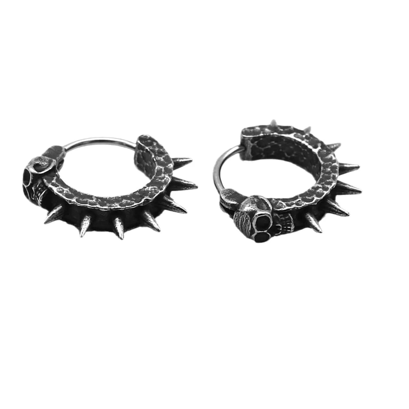 Copper plastic punk motorcycle geometric alloy earrings in retro black colour