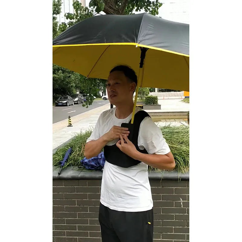 Black portable umbrella holder with fixed shoulder strap for 10-bone manual umbrellas