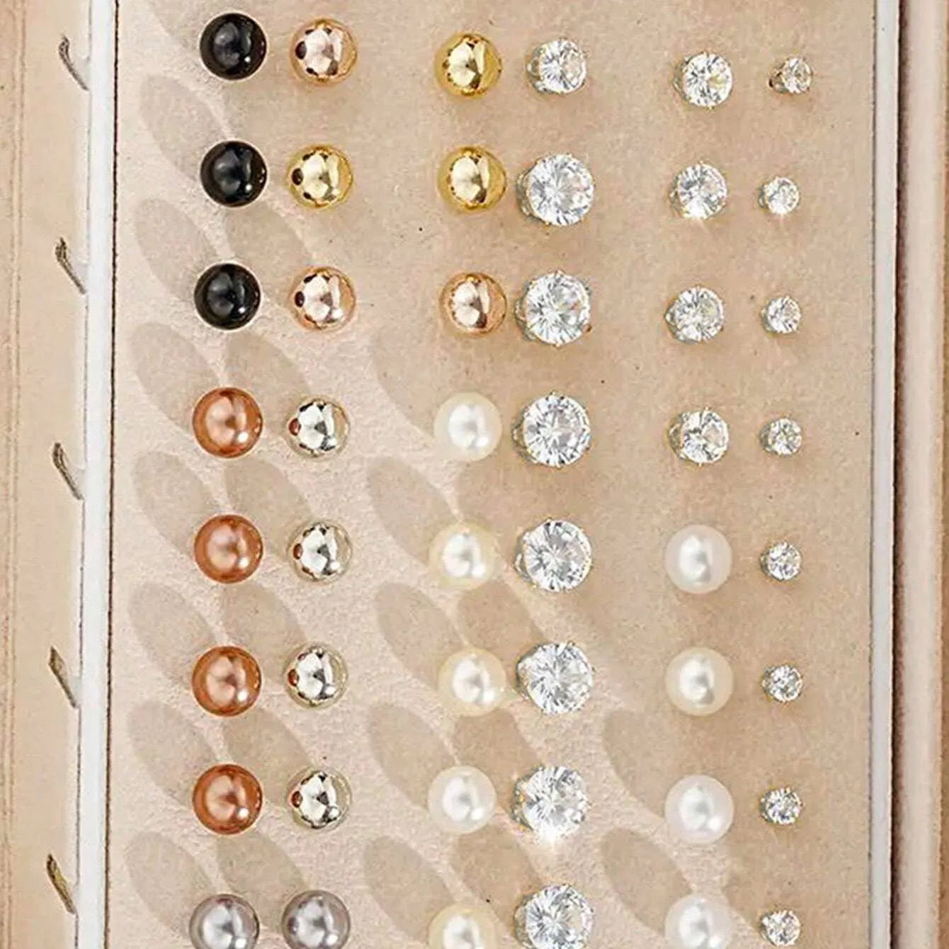 108-piece geometric pearl earring combination set in gold and yellow electroplated alloy