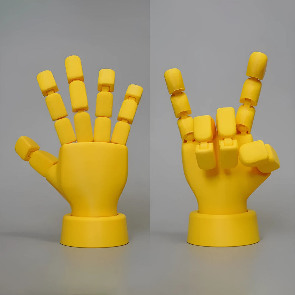 Yellow movable joint hand props for cosplay with articulated fingers
