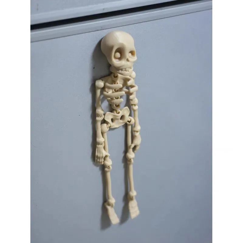 3D printed white skull Halloween ornament with modern art styling, 18cm tall