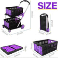Foldable shopping cart with double-layer plastic basket in blue colour option