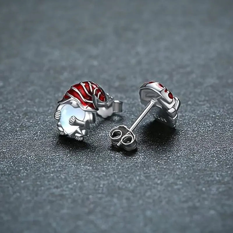 Women's Santa Claus heart-shaped earrings in white gold colour on a copper base.