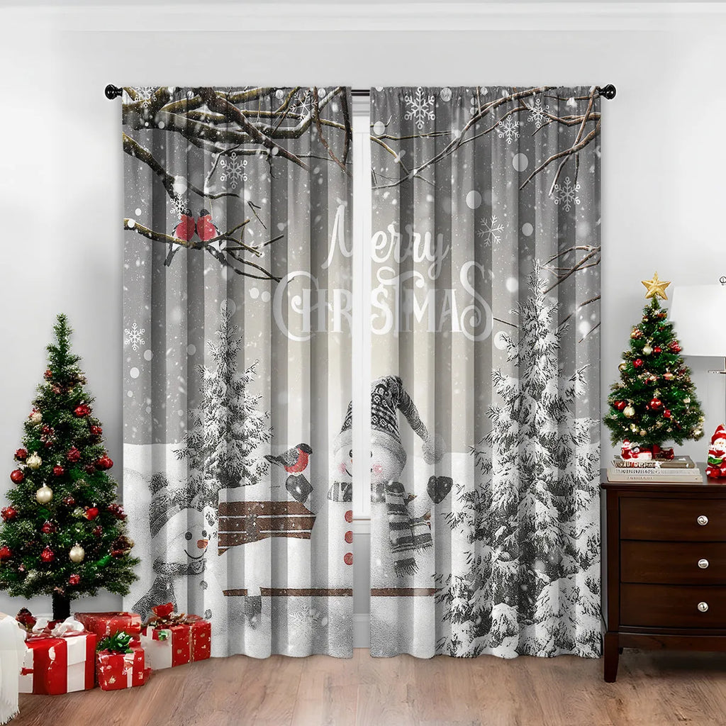 3D digitally printed Christmas curtains with modern pattern in polyester fabric