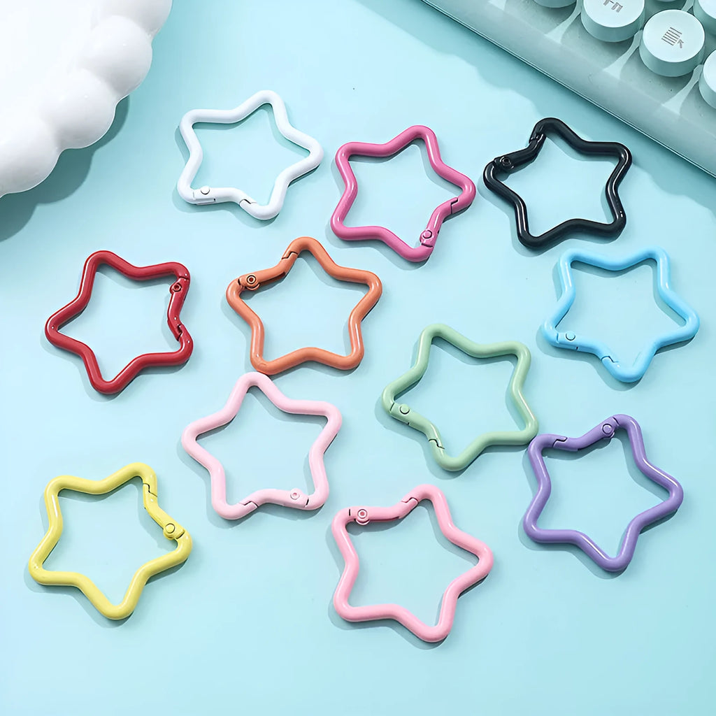 Zinc alloy five-pointed star keychain in multiple colour options