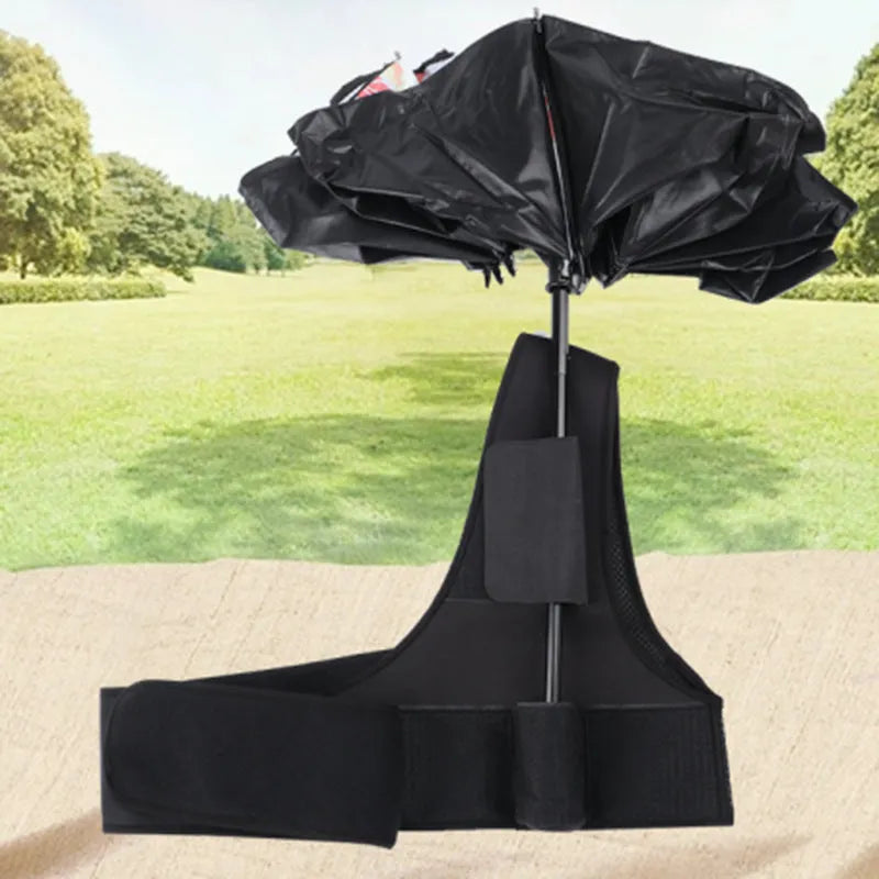 Black portable umbrella holder with fixed shoulder strap for 10-bone manual umbrellas