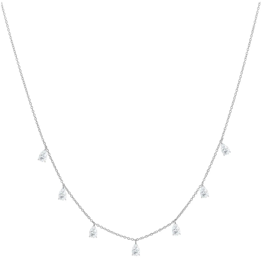 Gentle drop-shaped artificial zircon necklace in 925 silver with adjustable length and O-shaped chain