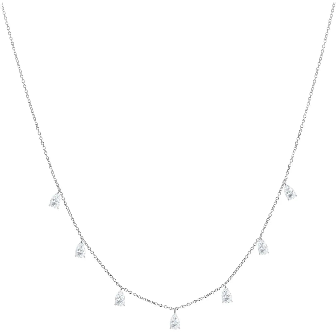 Gentle drop-shaped artificial zircon necklace in 925 silver with adjustable length and O-shaped chain