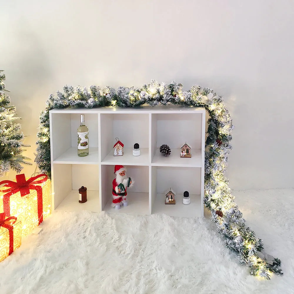 Christmas rattan garland with flocked finish in classic American style, shown in golden colour