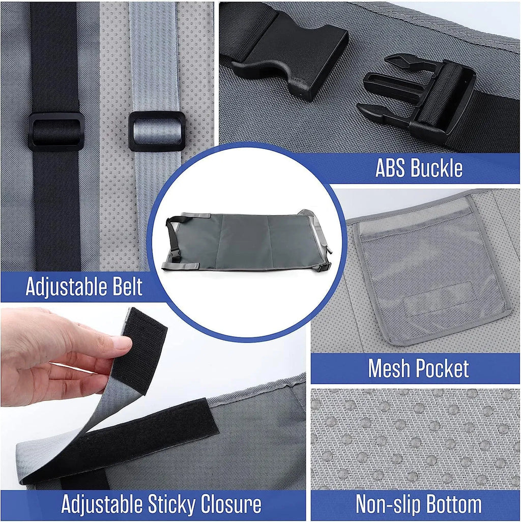 Portable children's aircraft pedal seat extender in nylon with optional drawstring pocket in blue colour