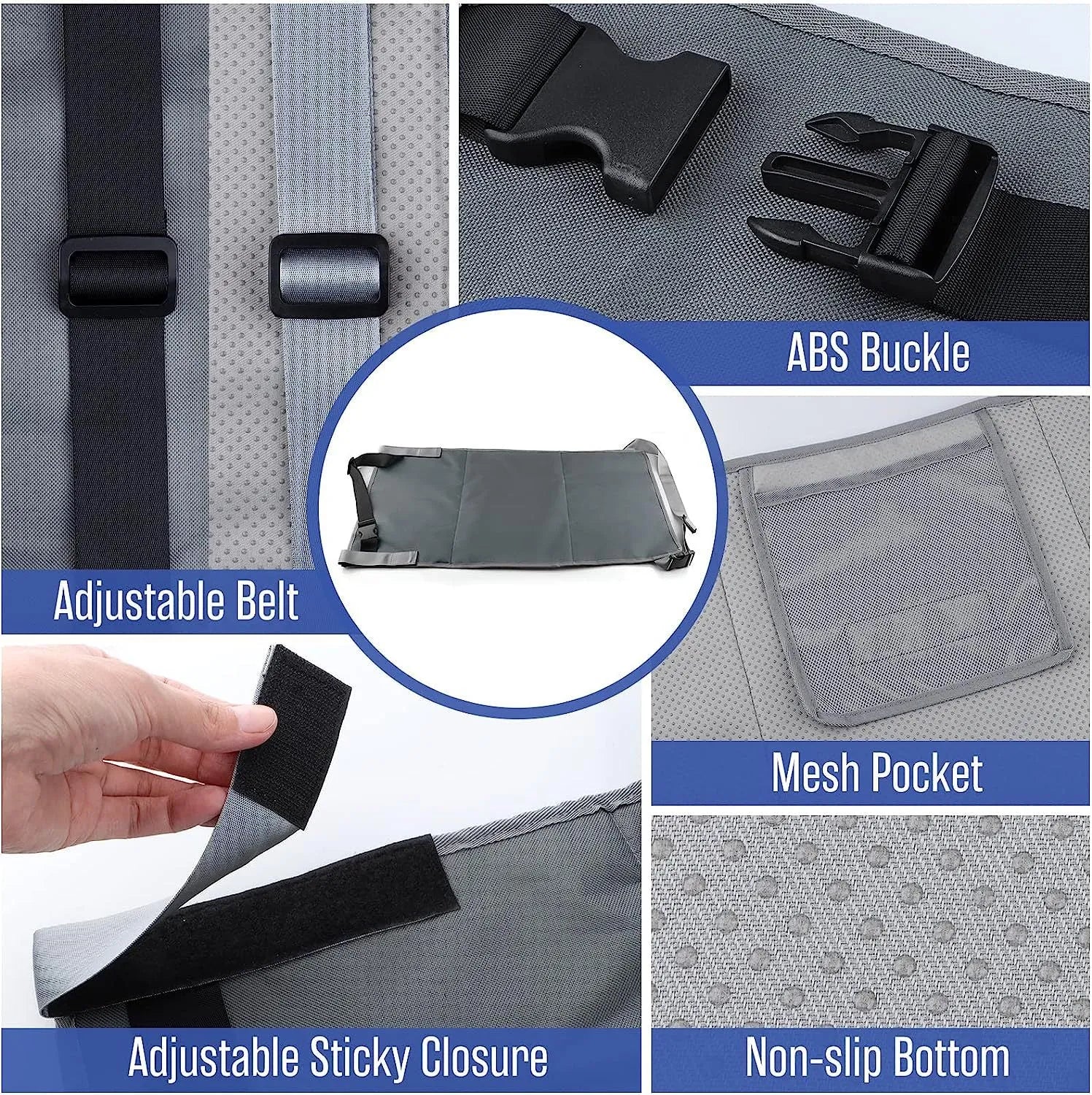 Portable children's aircraft pedal seat extender in nylon with optional drawstring pocket in blue colour