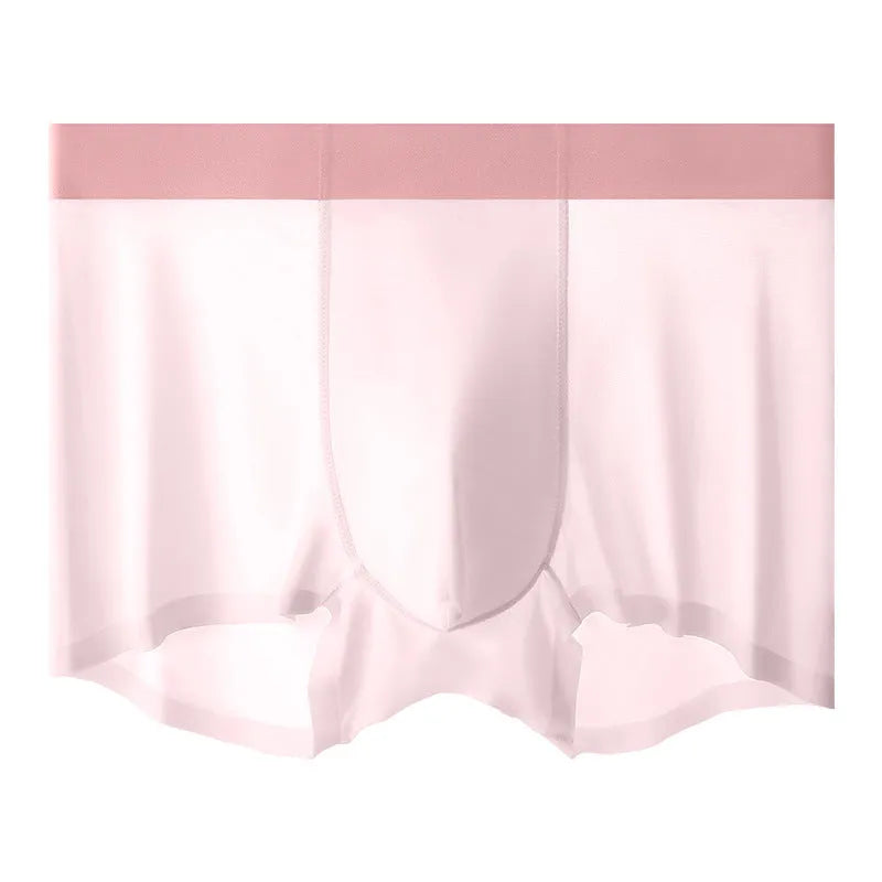 Ice silk men's shorts in bean green with seamless construction and mid-waist design