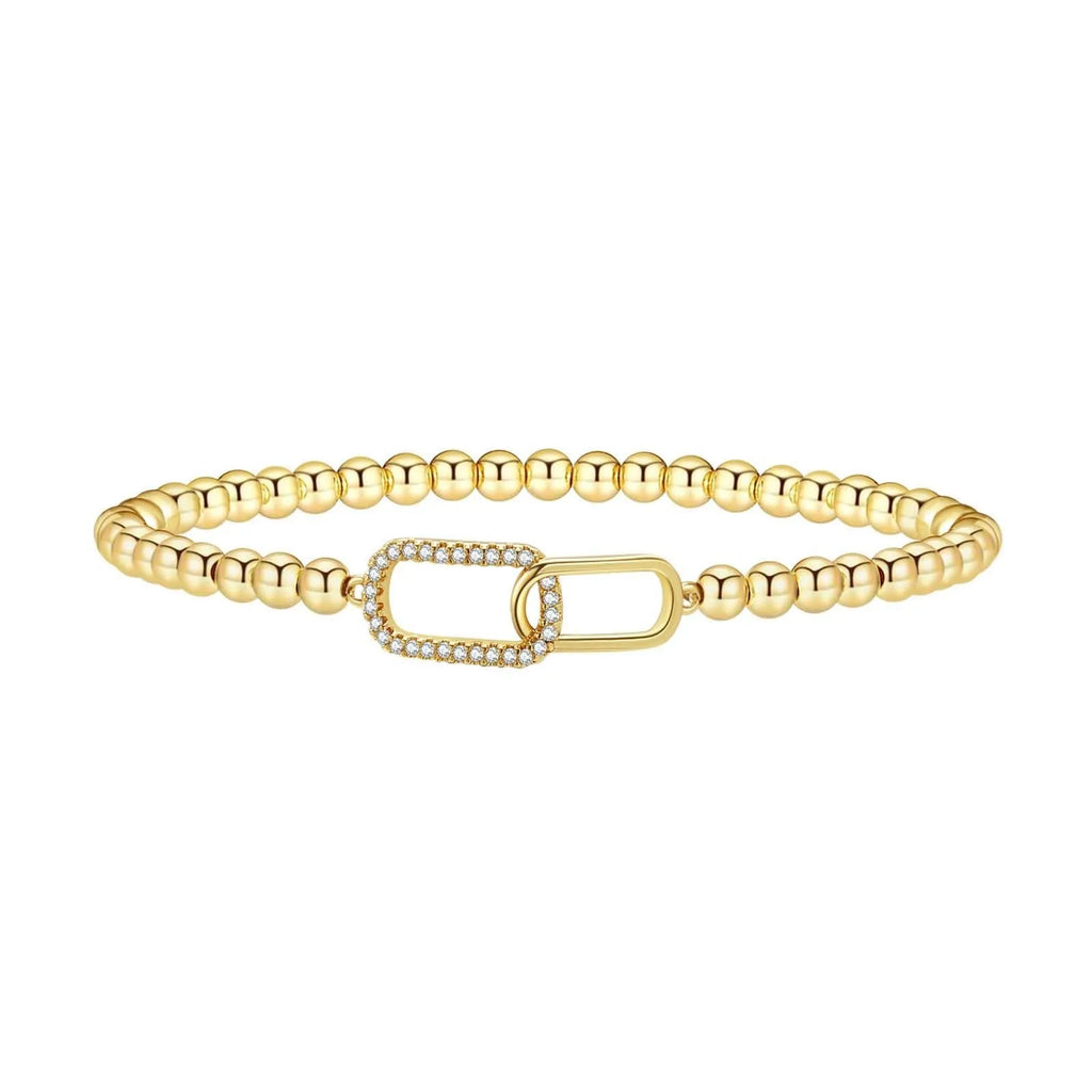 Adjustable stainless steel beaded bracelet with geometric round design in multiple colour options