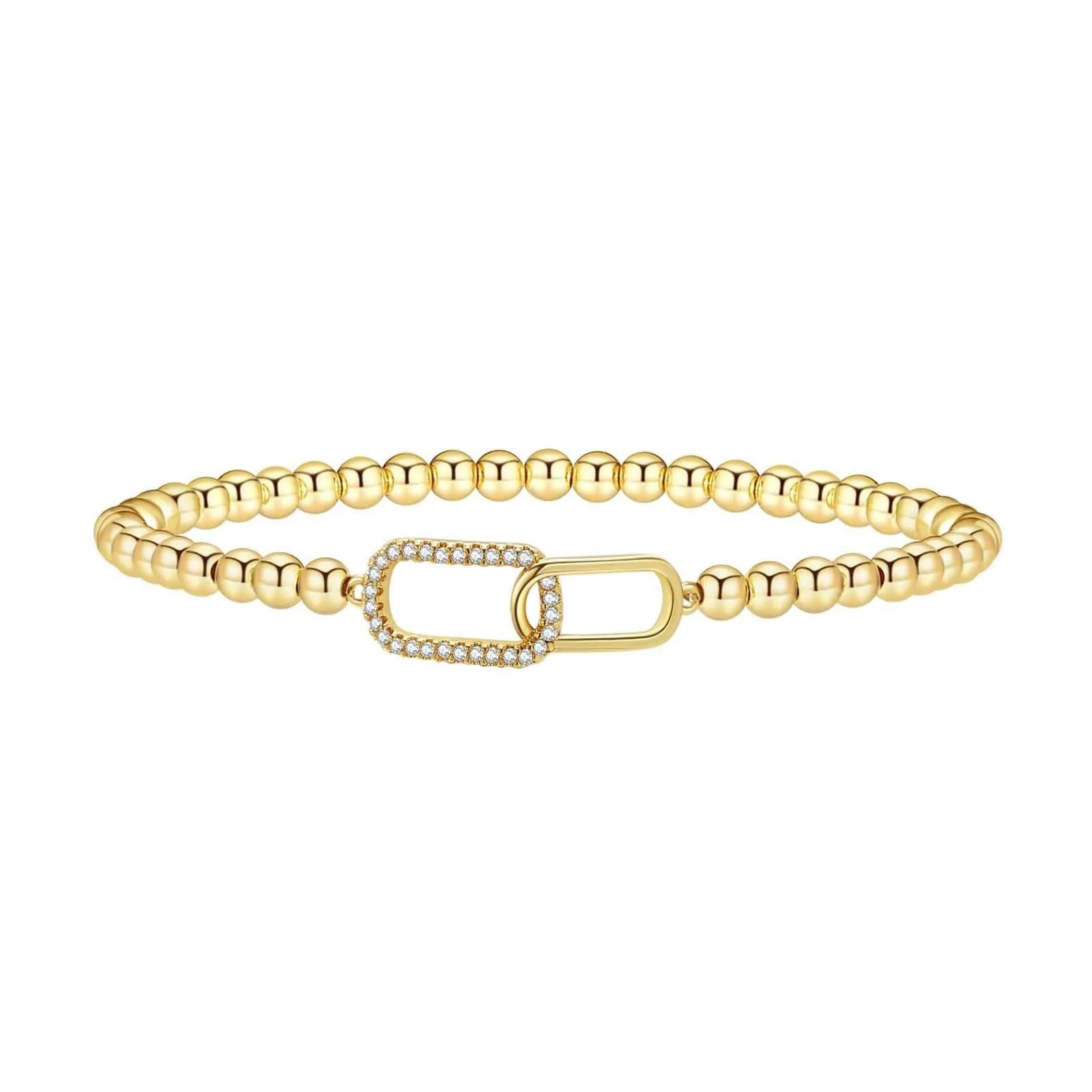 Adjustable stainless steel beaded bracelet with geometric round design in multiple colour options