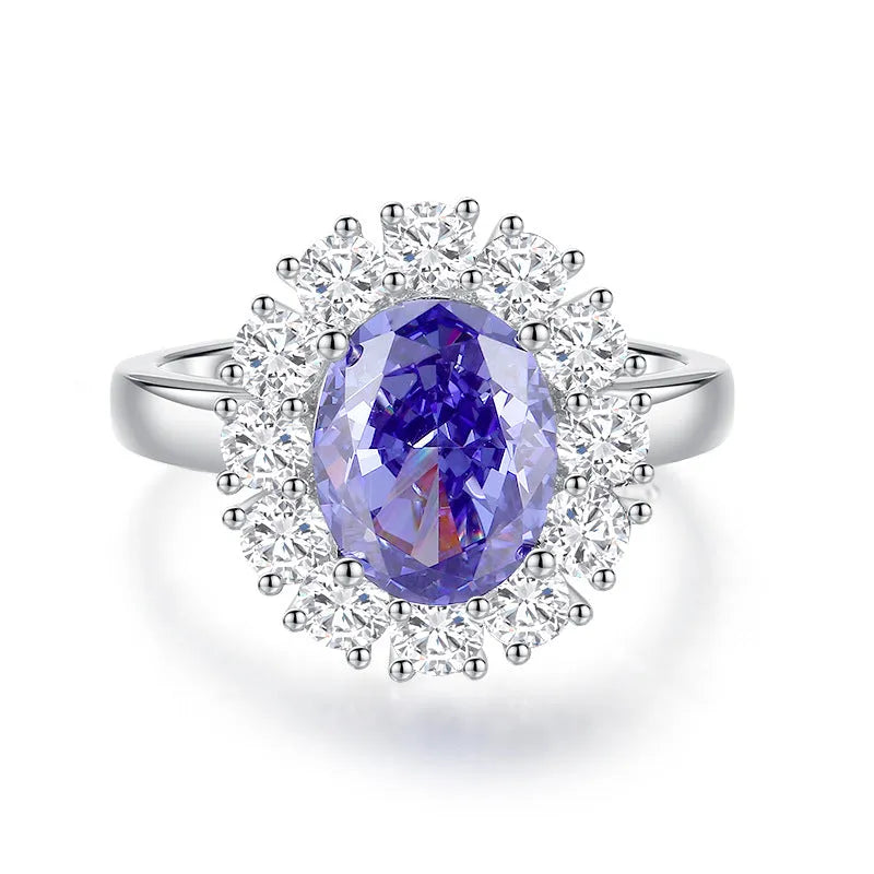 Women's heart-shaped 925 sterling silver ring with colour zircon stones in tan sang variations