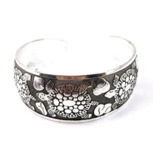 Miao ethnic carved open silver bracelet with Roman shape in turtle or elephant colour options