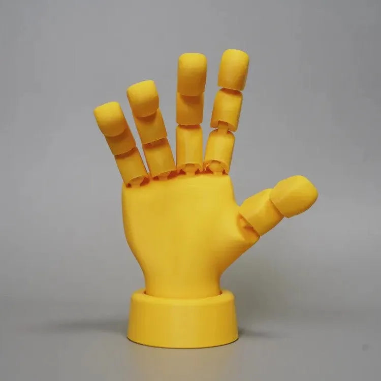 Yellow movable joint hand props for cosplay with articulated fingers