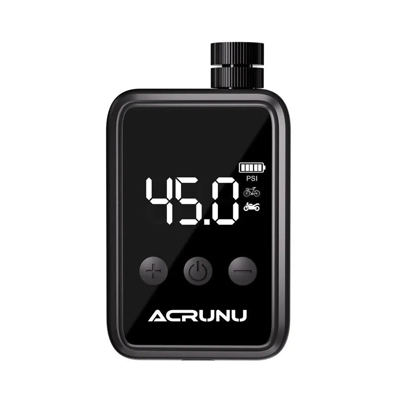 Bicycle intelligent high pressure digital display inflator in Moon White, with adapters, on a black background