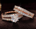 2 in 1 female ring set with fashion and fully-jewelled designs in three metallic colours