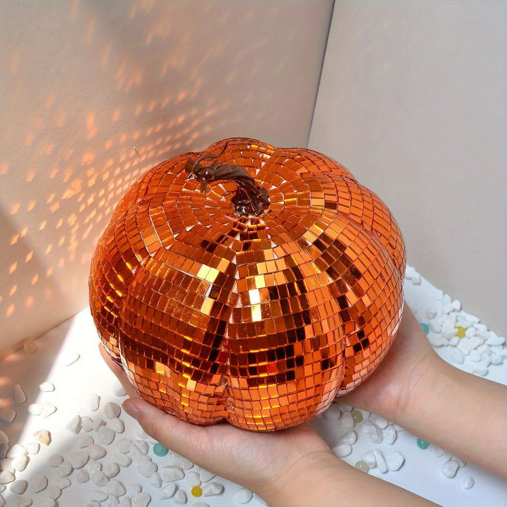 Chinese style glass Halloween pumpkin ornament in bionic design with embroidered glass construction