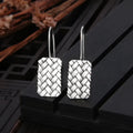 925 silver geometric woven plaid diamond earrings measuring 17.5mm by 11mm