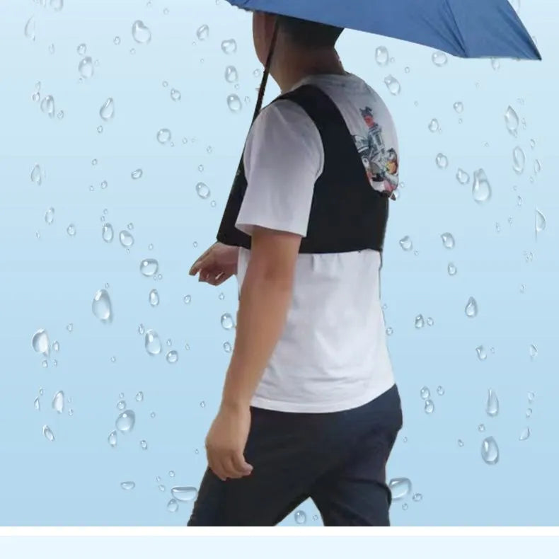 Black portable umbrella holder with fixed shoulder strap for 10-bone manual umbrellas
