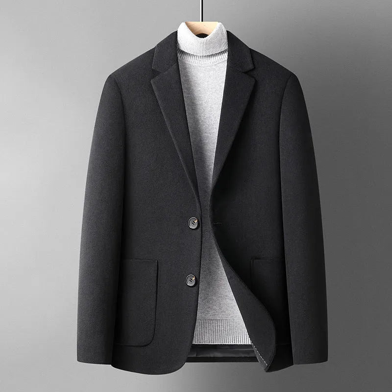 Men's slim fit wool suit jacket in a solid colour with a non-ironing finish.