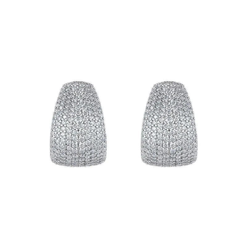 Geometric S925 sterling silver ear studs with moissanite stones and alloy backs