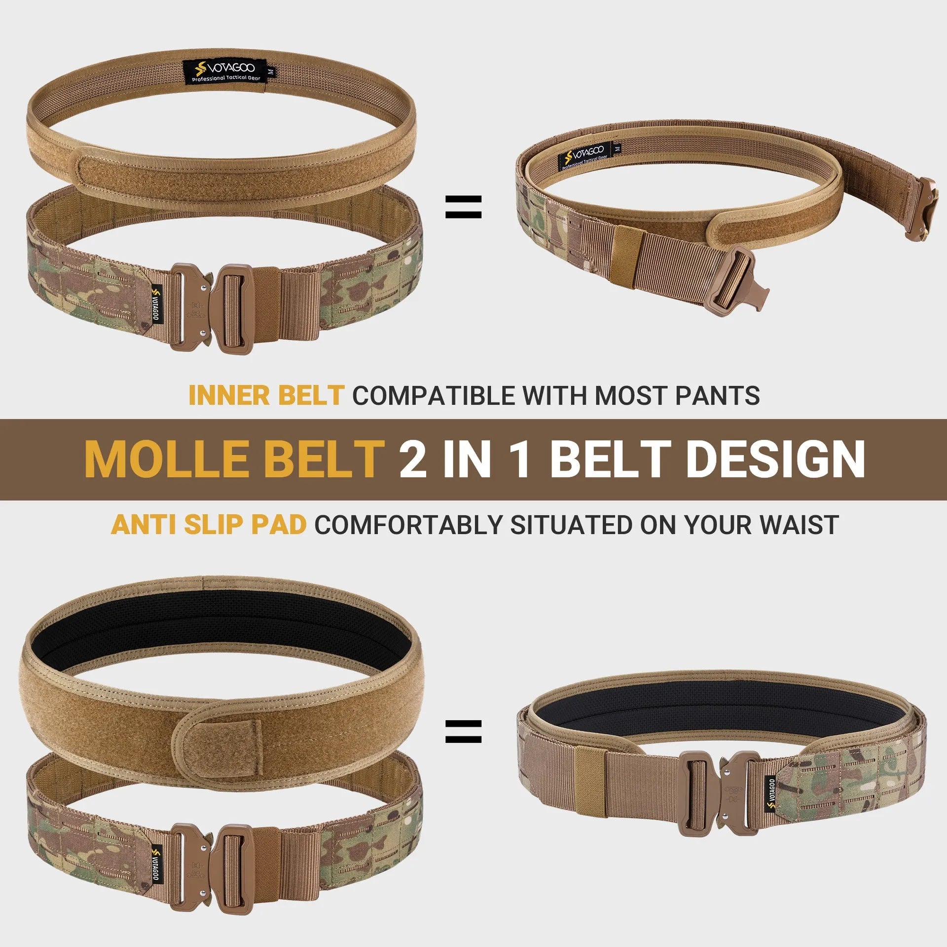 2-inch military waist seal belt with alloy quick-release buckle in CP camouflage colour
