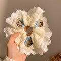 Bear blue bow lace large intestine hair ring elastic headband with cute bear design elements