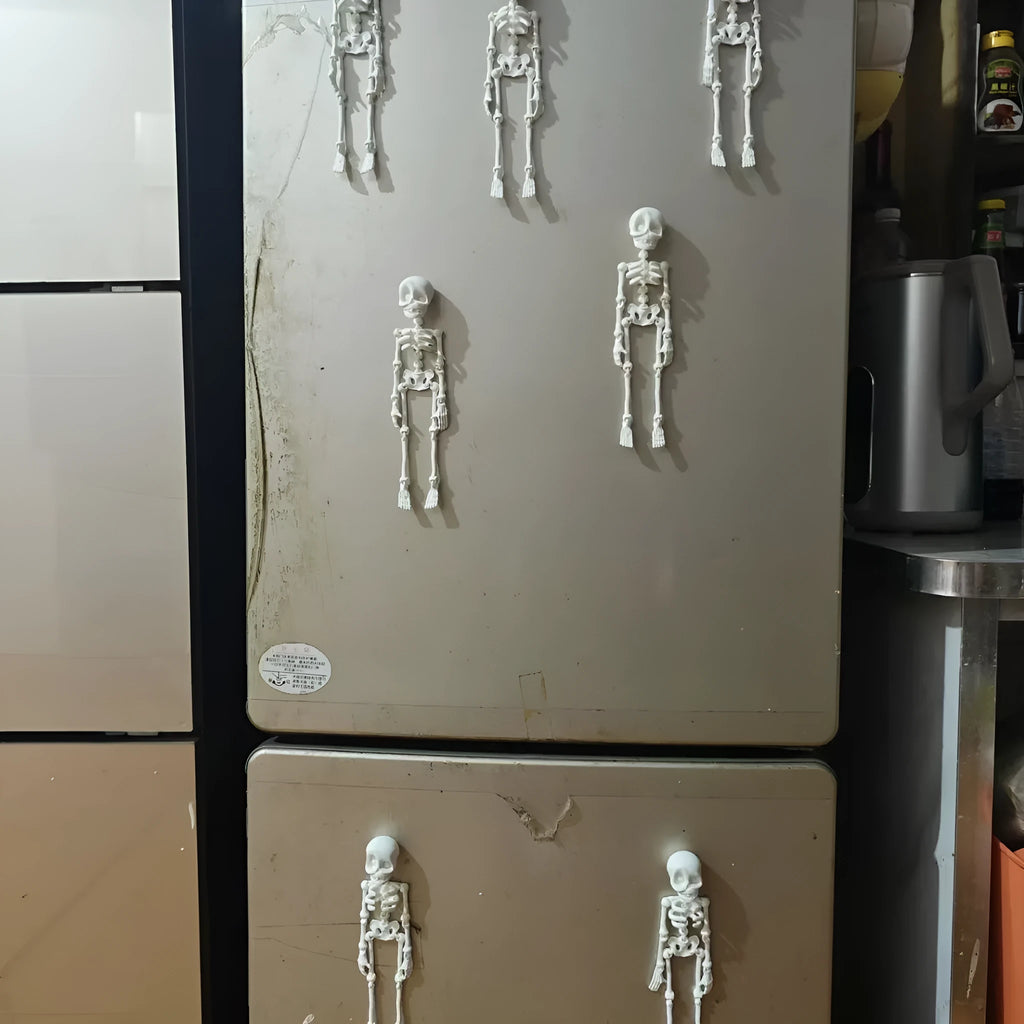 3D printed white skull Halloween ornament with modern art styling, 18cm tall