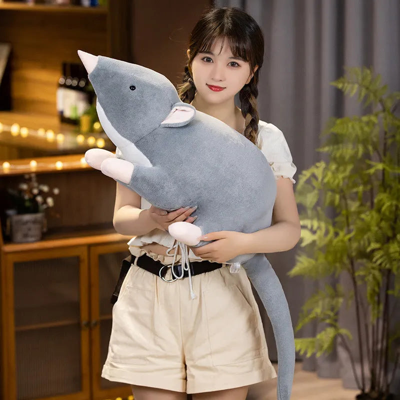 Cartoon mouse plush doll in three size options: small 32cm, medium 50cm, and large 100cm.