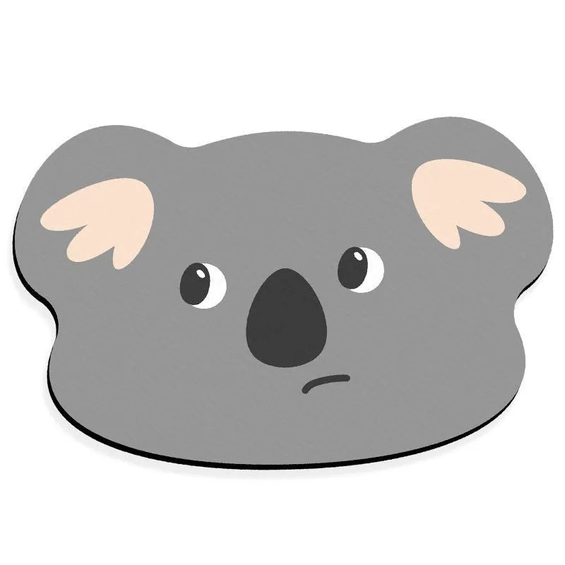 Cartoon animal pattern diatom ooze absorbent non-slip bathroom mat in brown bear design.