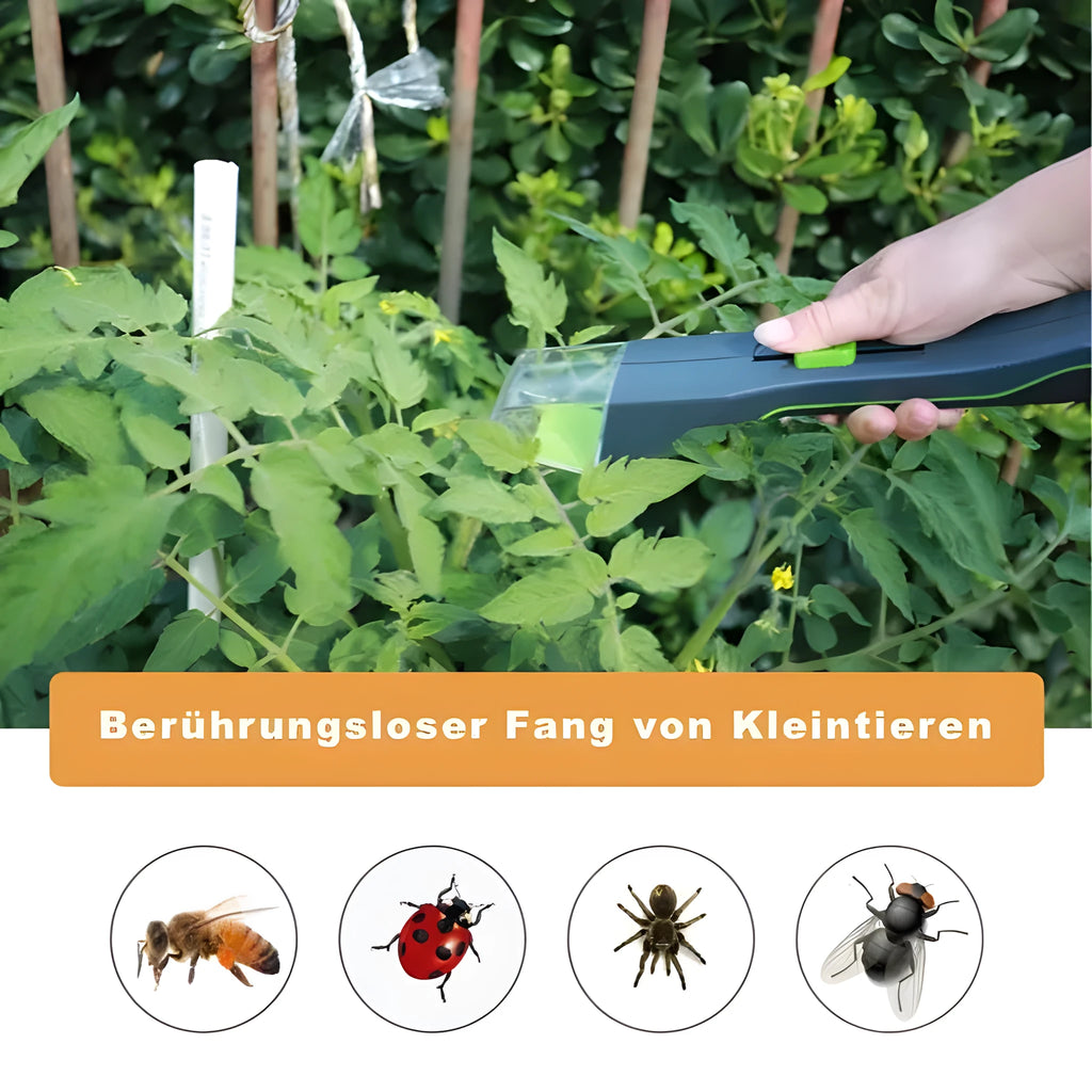 Green handheld plastic insect catcher for garden and grass pest control