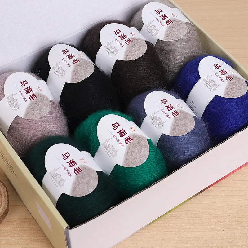 Mohair wool ball for DIY hand-woven scarf kit in choice of 34 colours