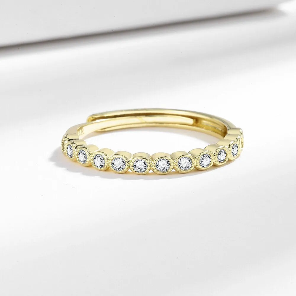 Women's open mouth ring with diamond tail design in geometric Korean style, electroplated white gold or yellow gold colour