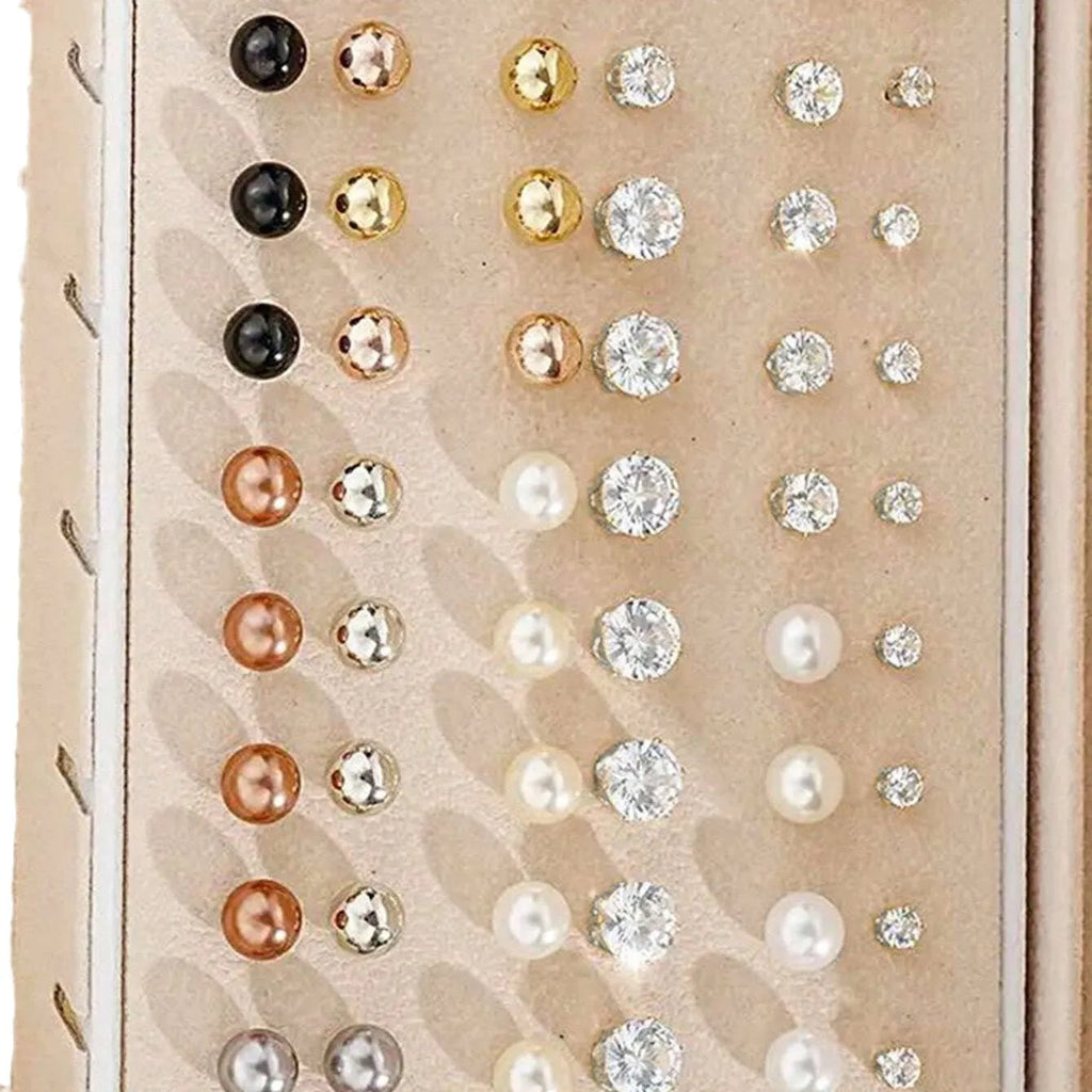 108-piece geometric pearl earring combination set in gold and yellow electroplated alloy